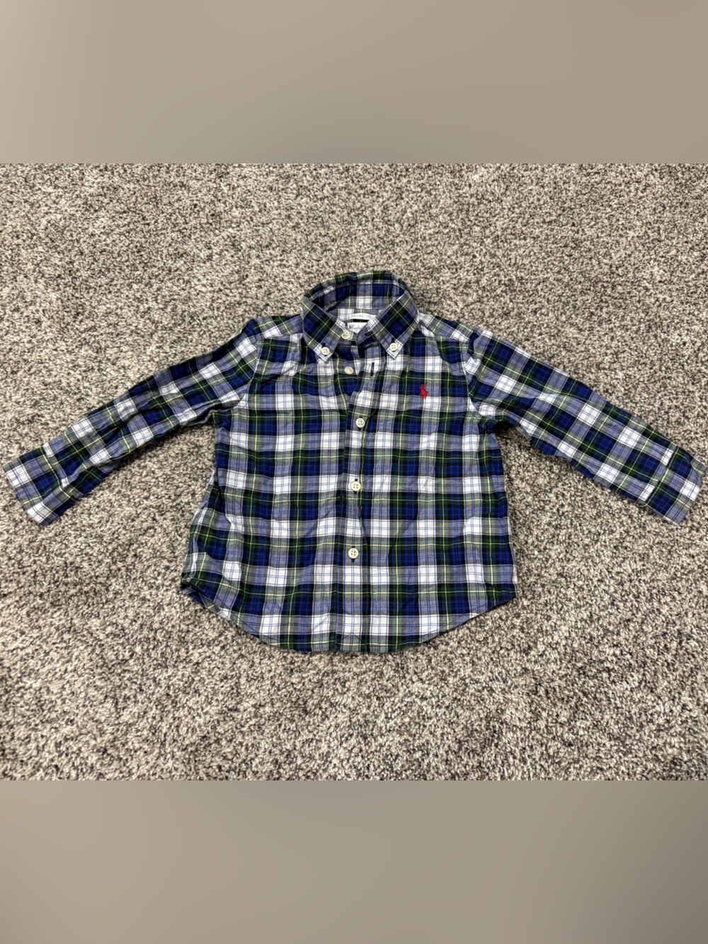 Ralph Lauren Boys' Blue & Green Plaid Button-Down Shirt
